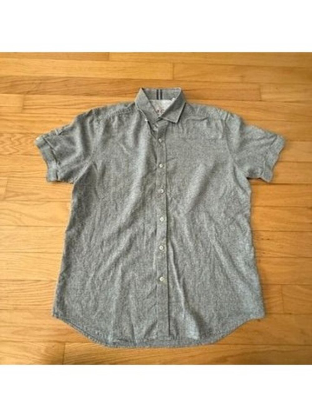 Robert Graham Men's XL Gray Patterned Short Sleeve Button Up Linen Blend Shirt